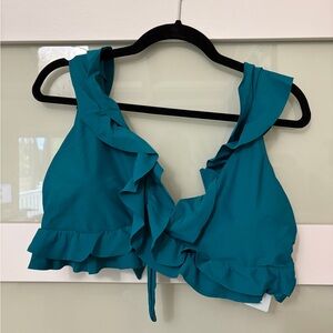 Teal Ruffled Bathing Suit Top